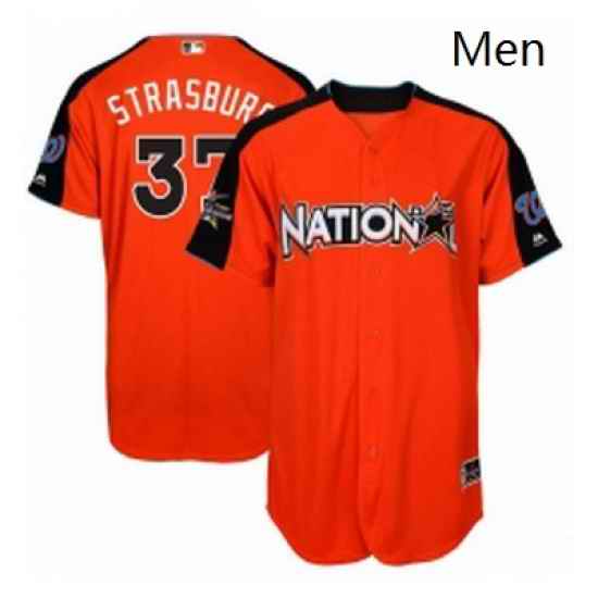 Mens Majestic Washington Nationals 37 Stephen Strasburg Replica Orange National League 2017 MLB All Star MLB Jersey